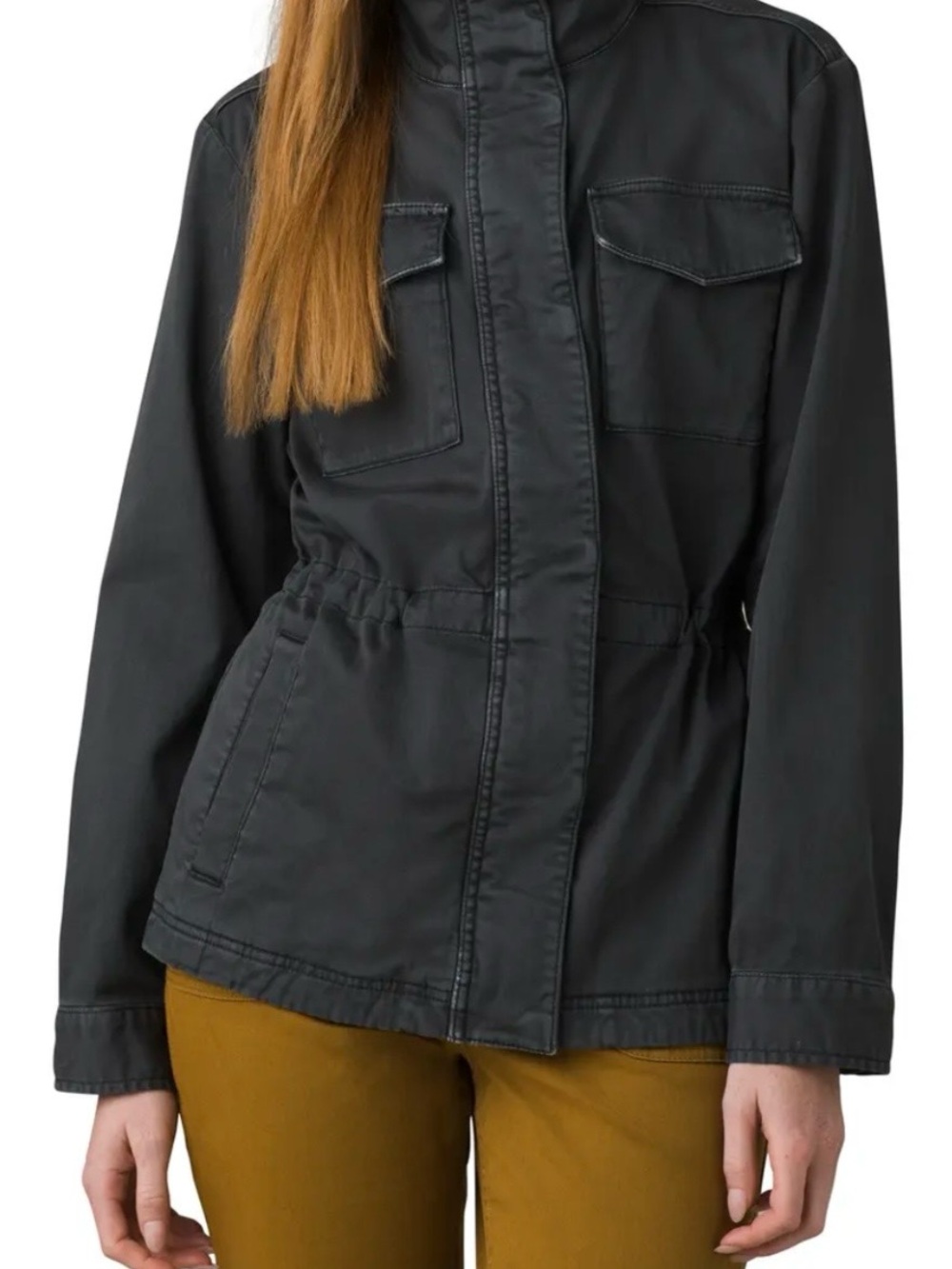 Style & Co Utility Jacket Dark Charcoal Grey Cotton And A Drawstring (SKU620)